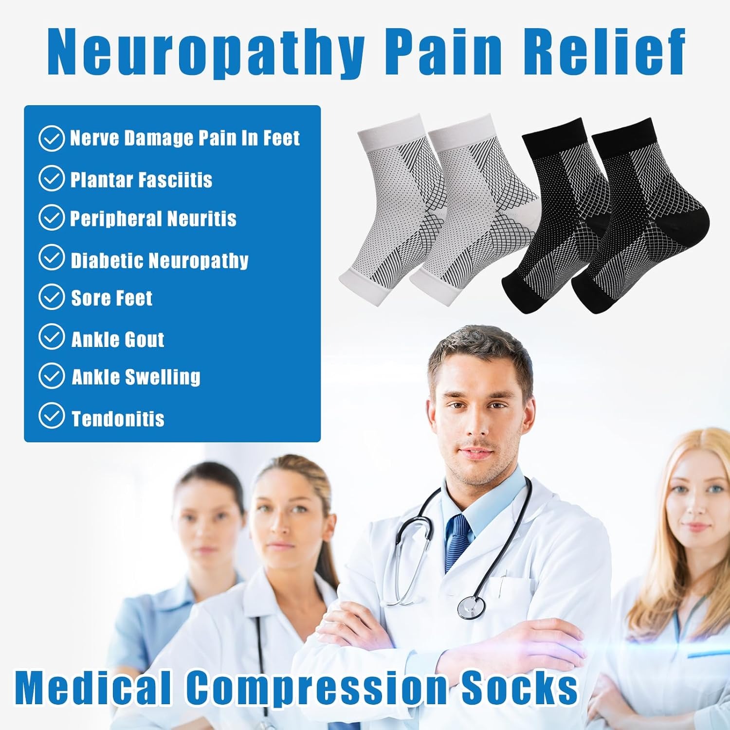 1pair Neuropathy Socks, Ankle  - огляд і ціна Ankle Brace Sock