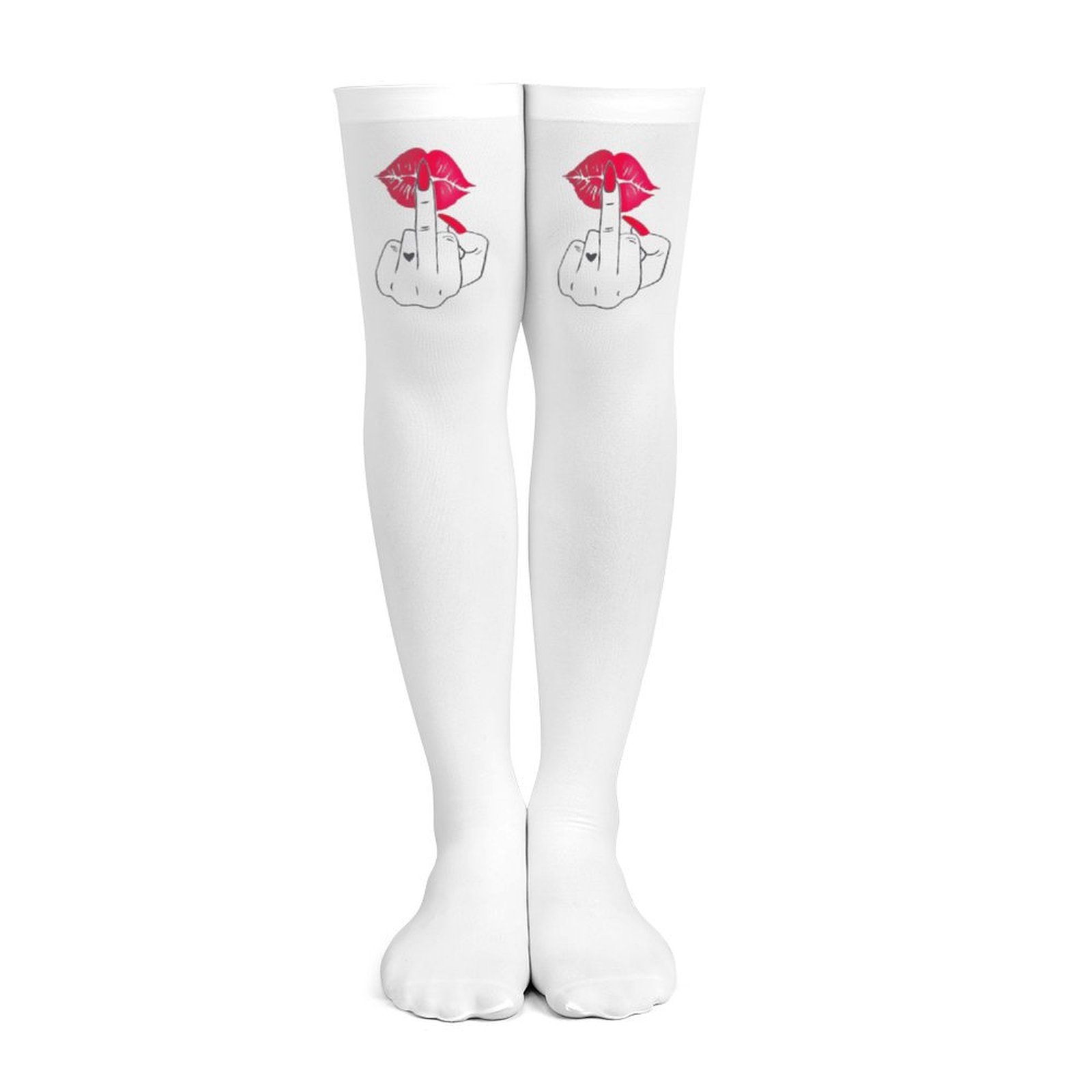 Ladies' white middle finger, r - огляд і ціна Knee High Sock Women