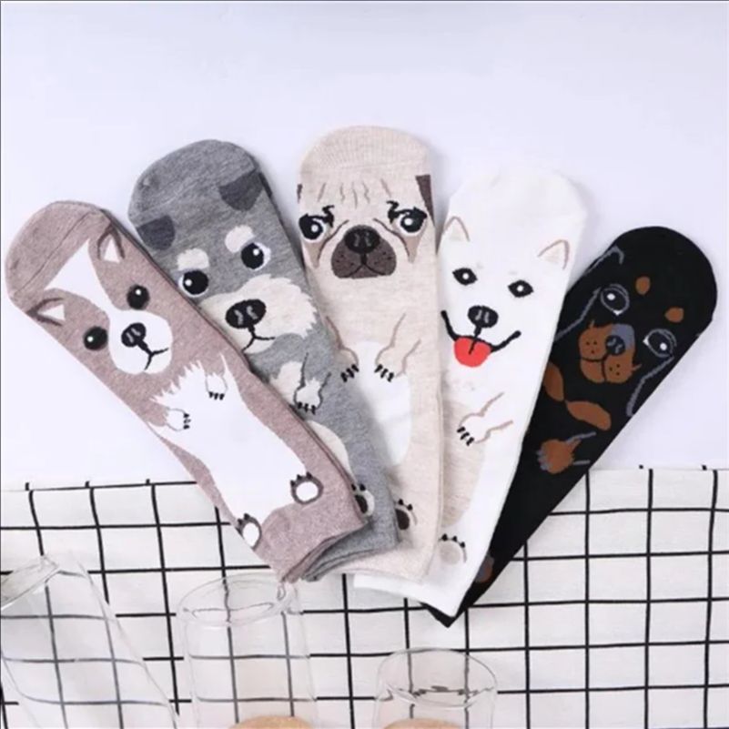 5 Pairs/pack Funny Cartoon Dog - огляд і ціна Cotton Crew Sock Pack