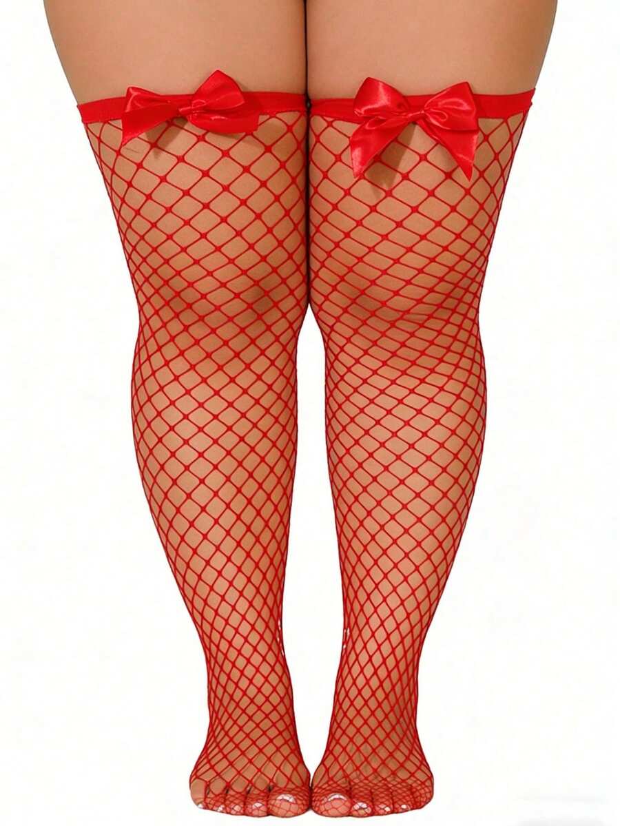 Bow Decor Fishnet Thigh High S - огляд і ціна Knee High Sock Women